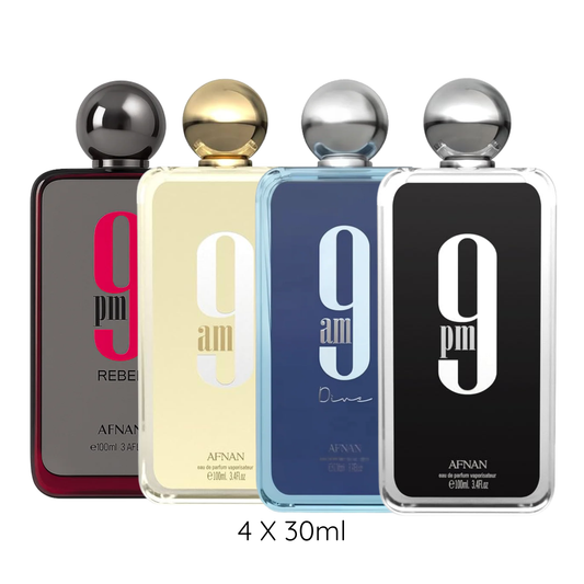 4 30ml AFNAN 9pm, 9am men's fragrance set